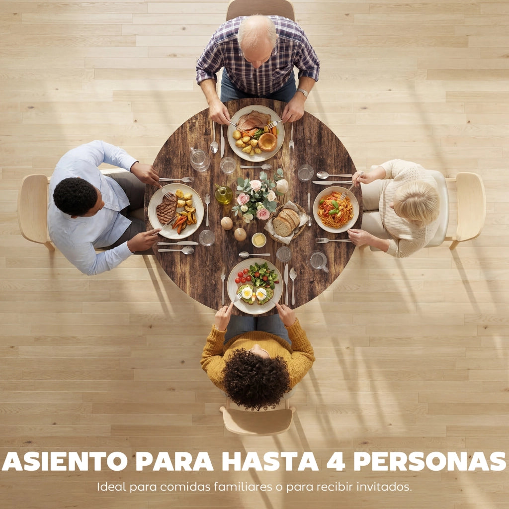Tavolo da Pranzo Rotondo per 4 Persone ¨C zephmum ¨C Marrone ?100x76 cm