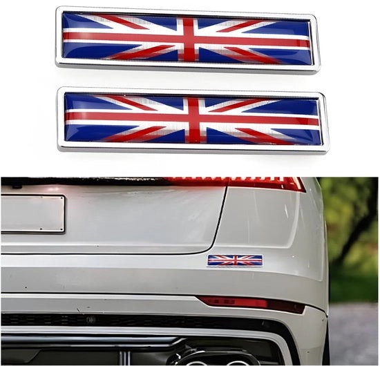 Sticker Metallico Personalizzato per Auto Decorazione - Vlag Sticker Regno Unito - Zinklegering - 58x14mm - Duraturo e Ecologico - Autosticker