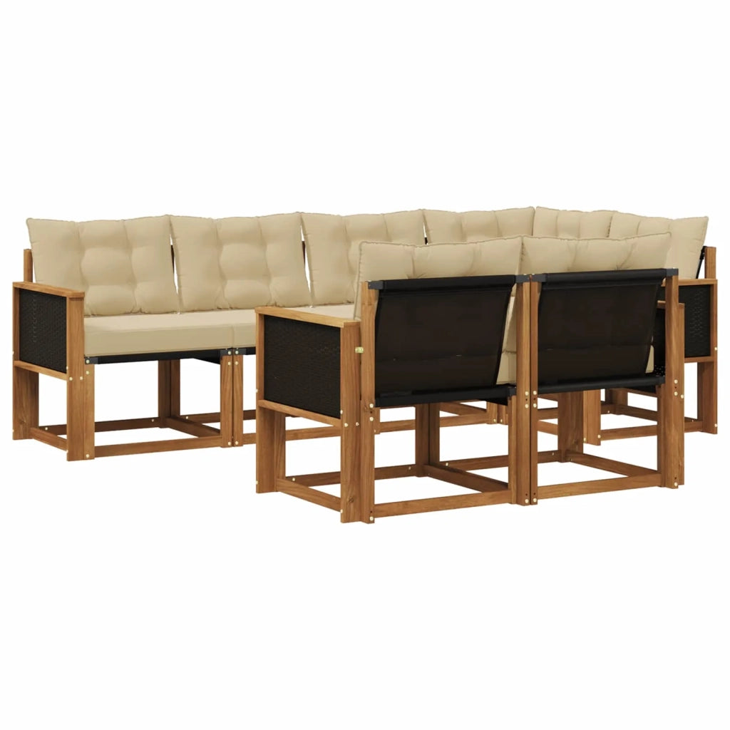 Set di divani da esterno 7 pz Naturale e Beige 3382009
