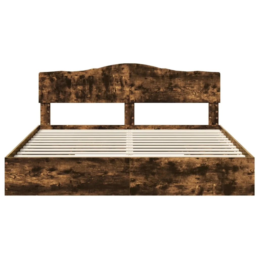 Letto con Contenitore con testiera Rovere fumé 180 x 200 cm