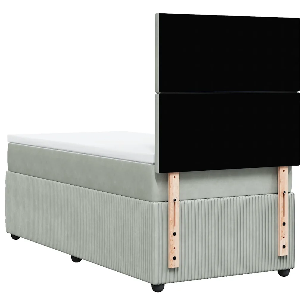 Giroletto a Molle con Materasso Grigio Chiaro 90x190 cm Velluto