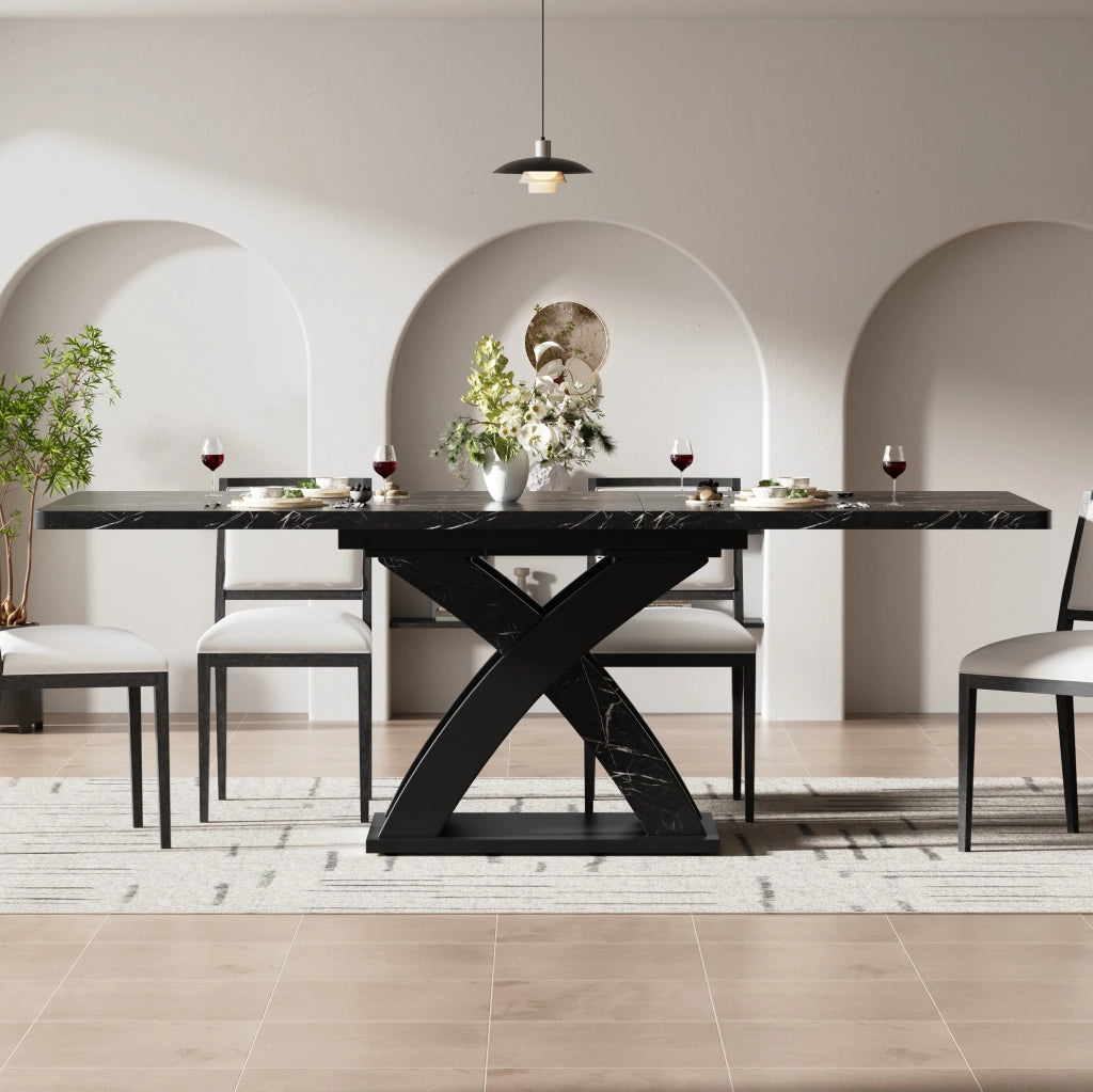 Tavolo da pranzo 120x80x75 cm allungabile; MDF e metallo; nero