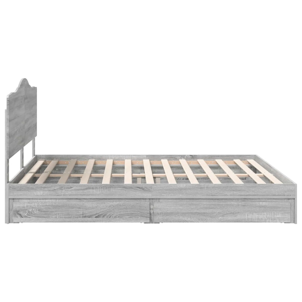 Letto con Contenitore con testiera Grigio Sonoma 200 x 200 cm 3413476