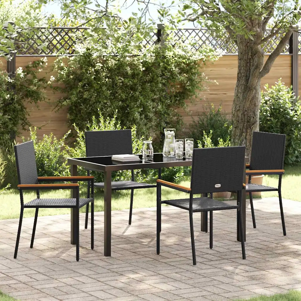 Set da Pranzo per Giardino con cuscino 5 pcs Nero polyrattan 3379704