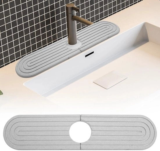 Mat di Protezione per Rubinetto con Copertura per Gocce, Mat di Protezione per Rubinetto, Mat di Protezione per Gocce inclusa la Limatura in Carta Vetrata, Dimensioni 40x10cm, colore Grigio Chiaro