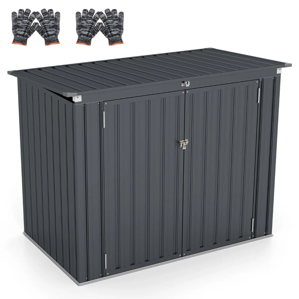 Casetta da giardino in metallo zincato 172 x 95,5 x 130 cm con doppia apertura e sicurezza rinforzata stile moderno in nero 20_0010014