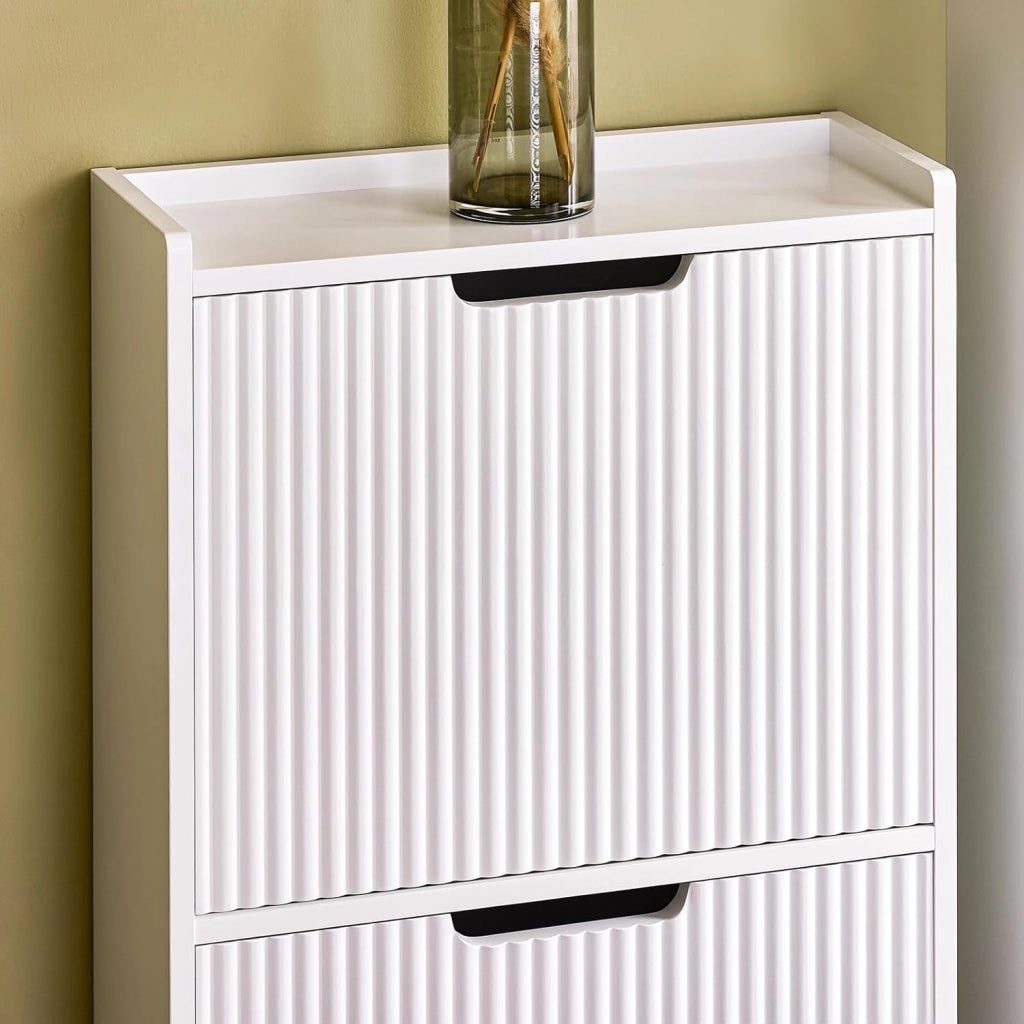 Scarpiera Salvaspazio Slim - Mobile Scarpiera 50 cm Larghezza con 3 ante battenti - Ideale per Ambienti Ristretti - Ingresso, Corridoio o Camera 50x19x130 cm Bianco FSR177-H-W