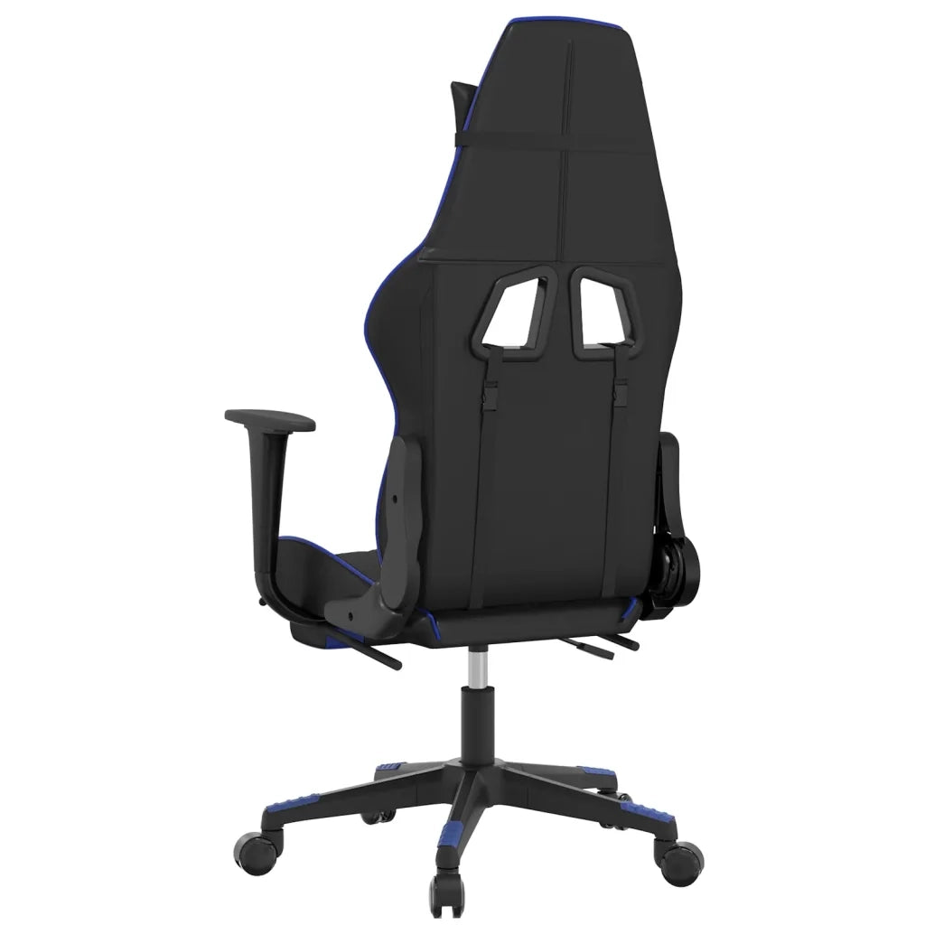 Sedia da Gaming Massaggiante Poggiapiedi Nero e Blu Similpelle cod mxl 67620