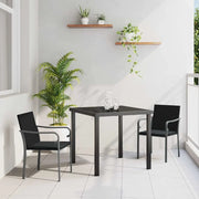 Set da Pranzo per Giardino 3 pcs Nero e Grigio Rattan in PE