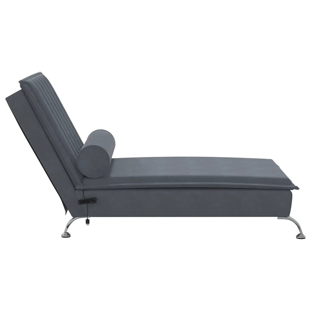 Chaise Longue Massaggi con Capezzale Grigio Scuro in Velluto CFW7889978