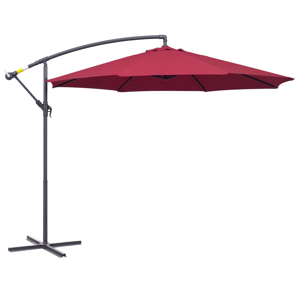 Ombrellone da Giardino 3x2.5 m a Braccio Inclinabile con Manovella, Rosso Scuro