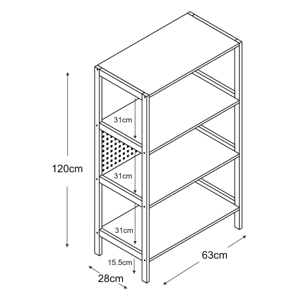 Libreria autoportante in MDF a 3 ripiani 120 x 63 x 28 cm nera 03_0008982