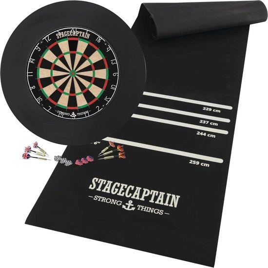 Set di Dartboard con Matrice di Dart e Anello di Protezione - Incl. 6 Darte in Acciaio e 12 Flight - Dartboard di Alta Qualità in Sisal per Tornei