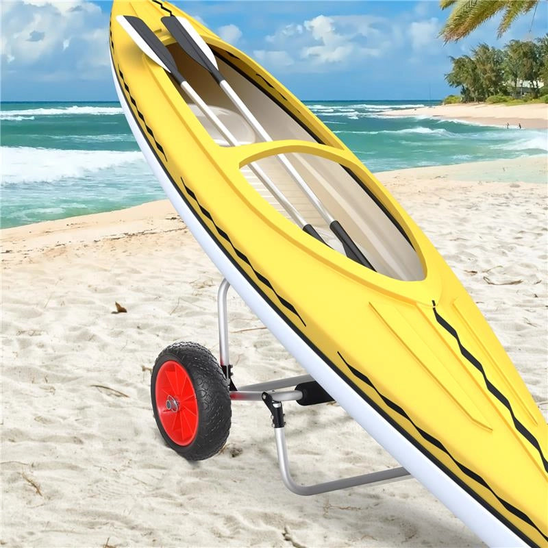 CARRELLINO DA SPIAGGIA PIEGHEVOLE PER KAYAK E CANOA CON PARAURTI, IN ALLUMINIO E NBR, 70X40X42 CM