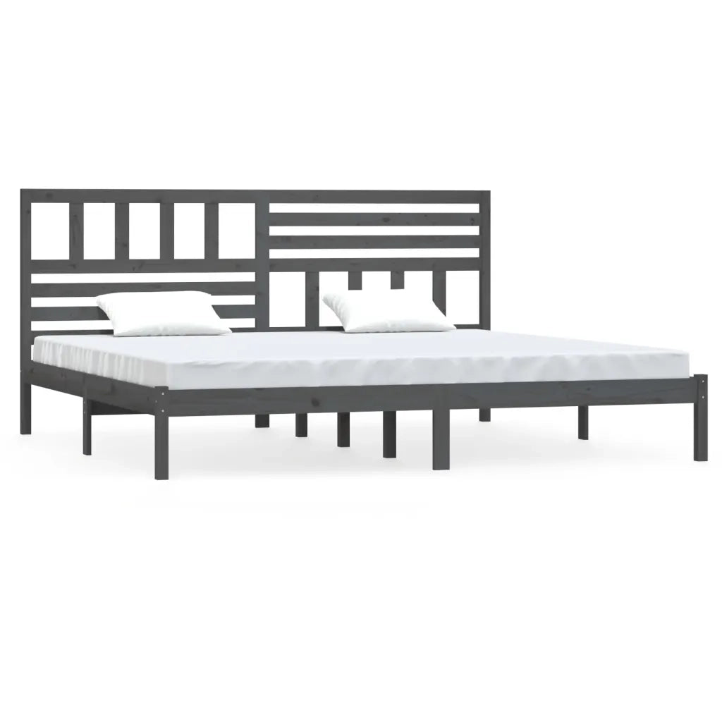 Giroletto-Struttura Letto Grigio in Legno Massello di Pino 200x200 cm 127259