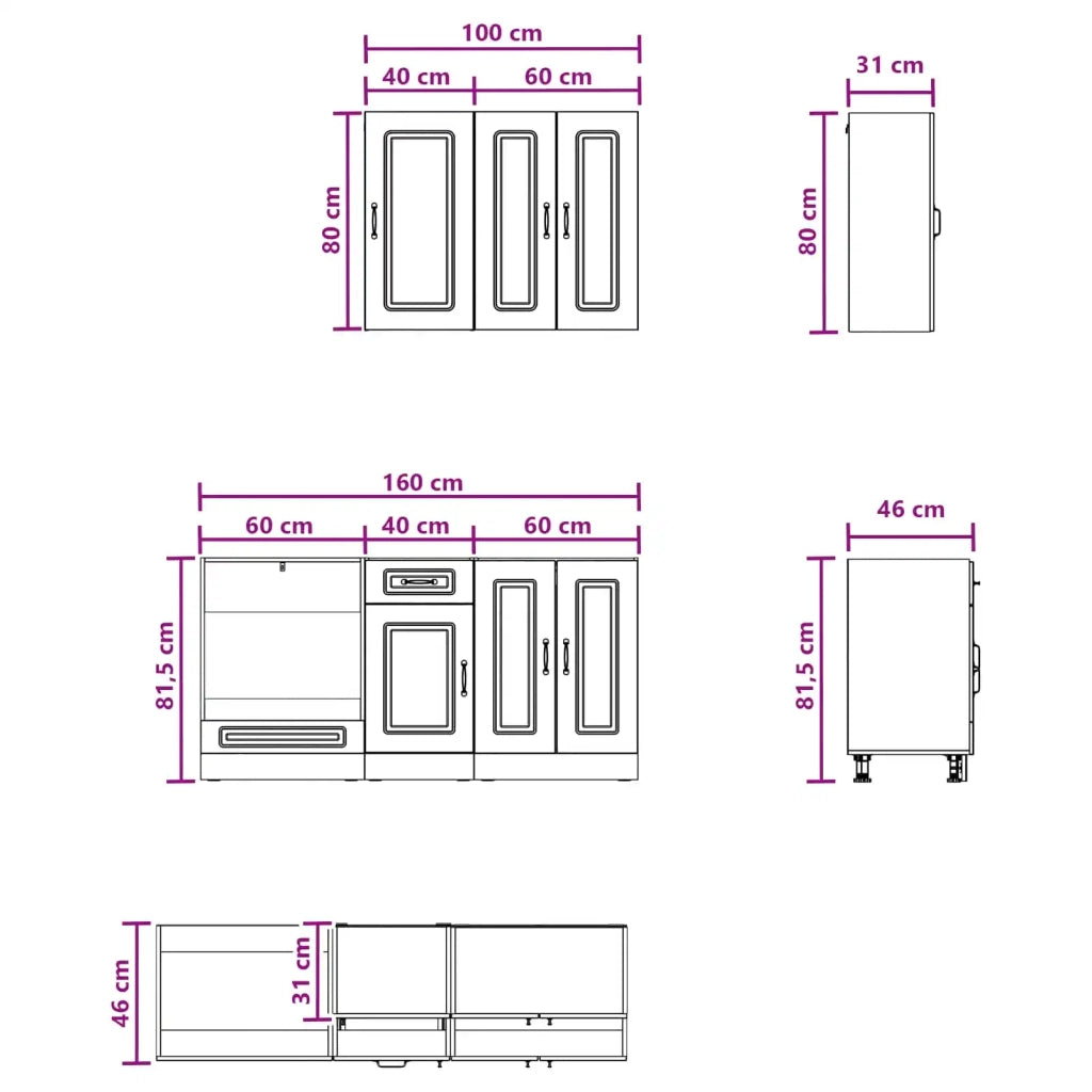 Unità Cucina KALMAR 5 pcs Grigio Cemento Legno ingegnerizzato 3438238
