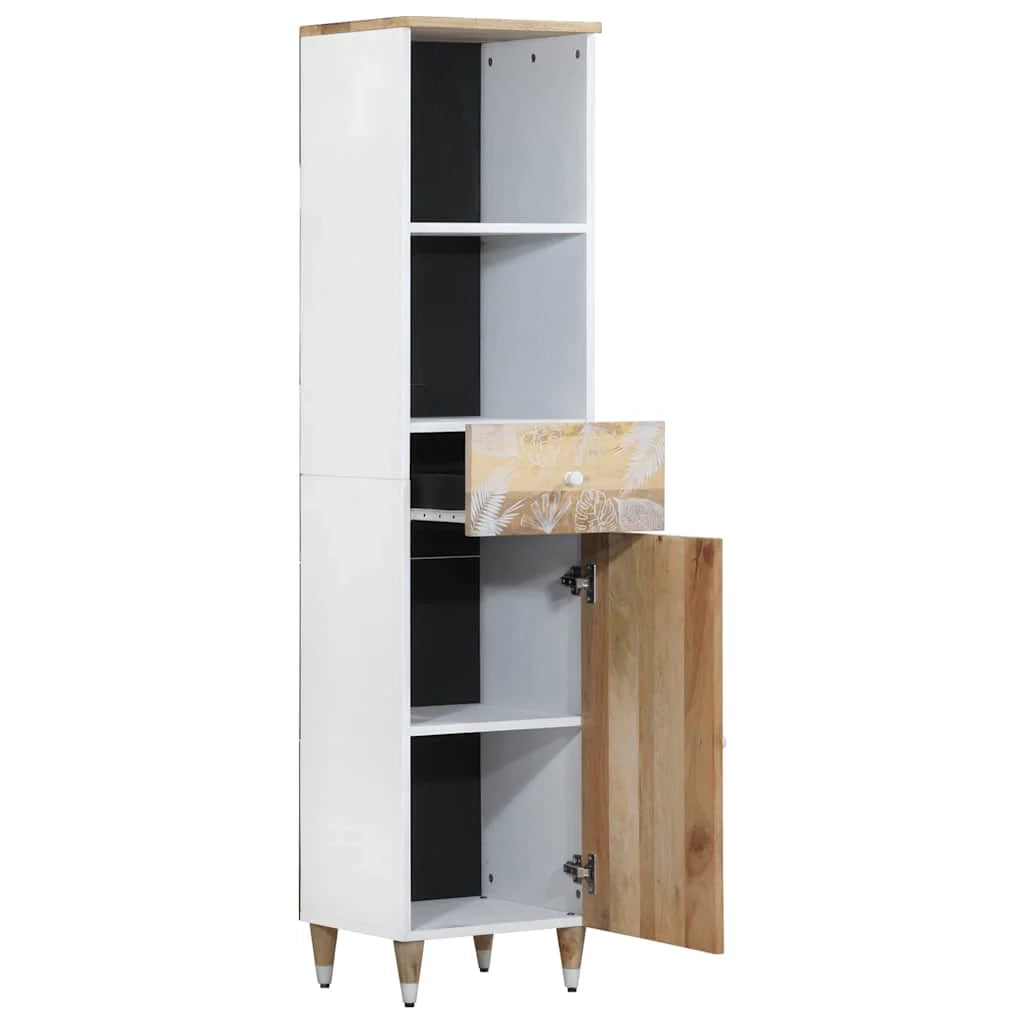 Mobiletto da bagno moderno con spazio di archiviazione 38 x 33,5 x 160 cm in legno massello di mango 02_0057851