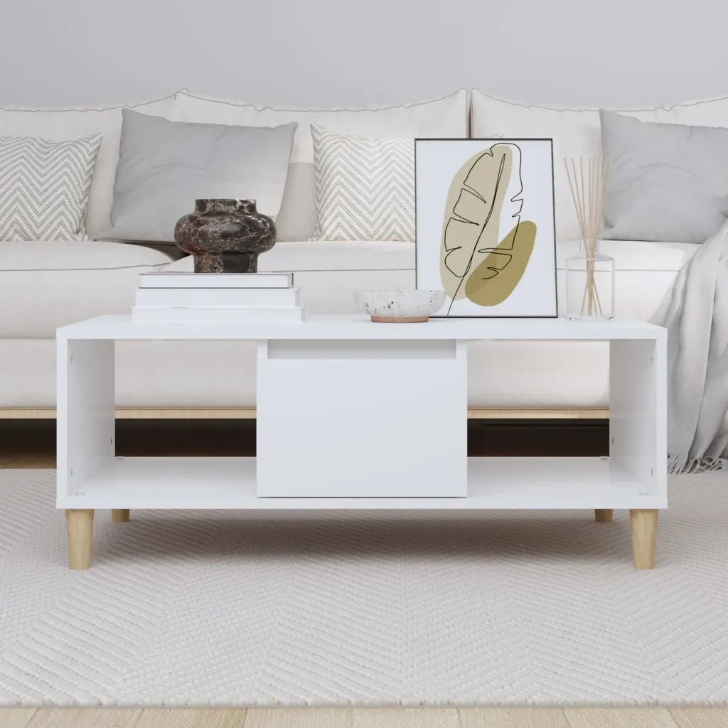 Tavolino da Salotto Bianco 90x50x36,5 cm in Legno Multistrato 821060