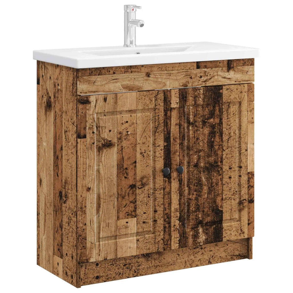 Mobiletto da bagno sotto il lavello Legno antico 890082