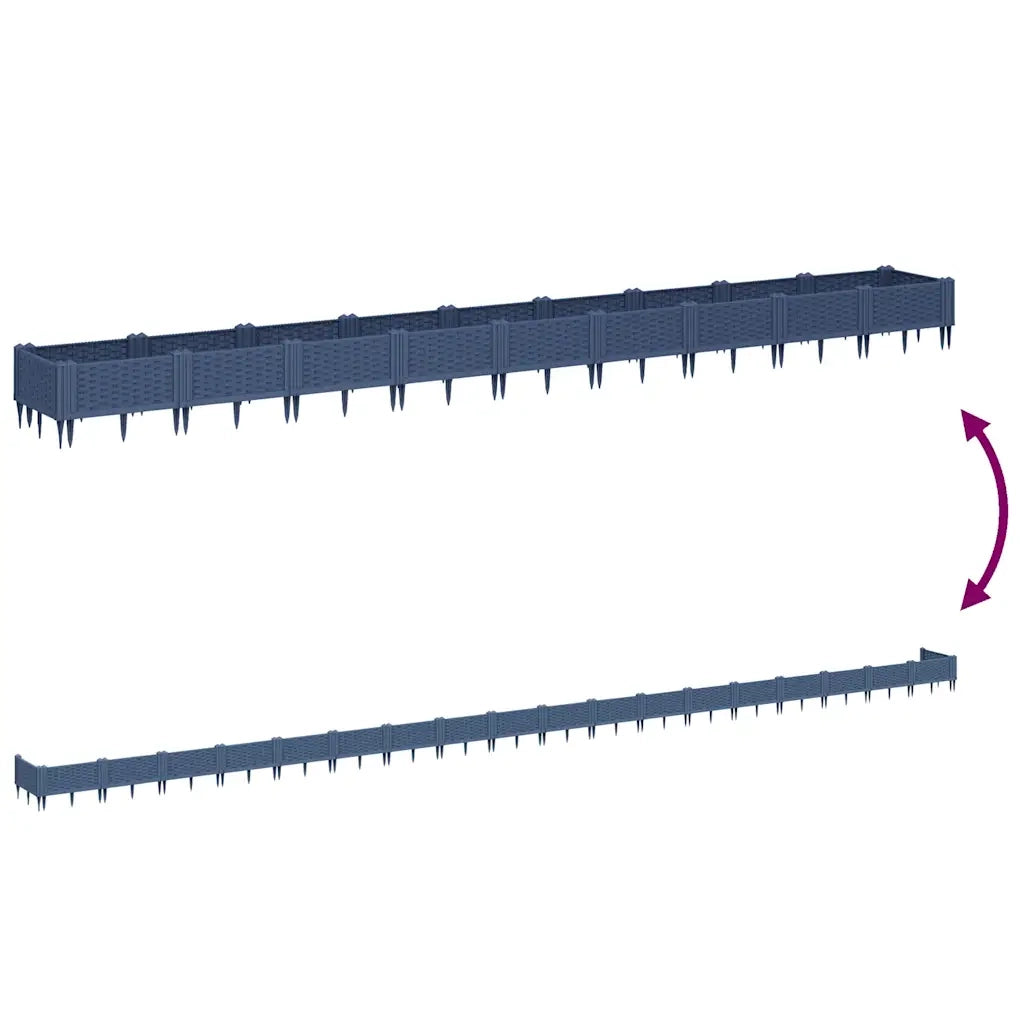 Fioriera Giardino Picchetti Grigio Blu 362,5x42,5x28,5 cm PP 368024