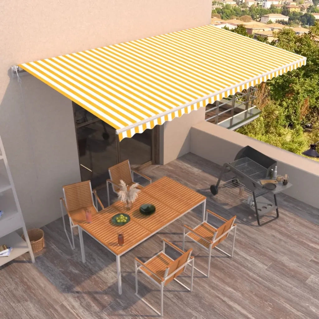 Tenda da Sole Retrattile Automatica 600x350 cm Gialla e Bianca 3069048
