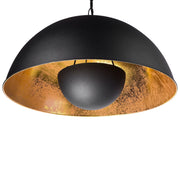 Lampadario in Metallo Nero e dorato con Paralume Tondo Stile Industriale Moderno Soggiorno Sala da Pranzo