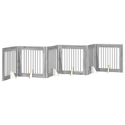 Cancello per cani con supporti 6 pz Grigio Sonoma 80 x 80 cm CFW1905256