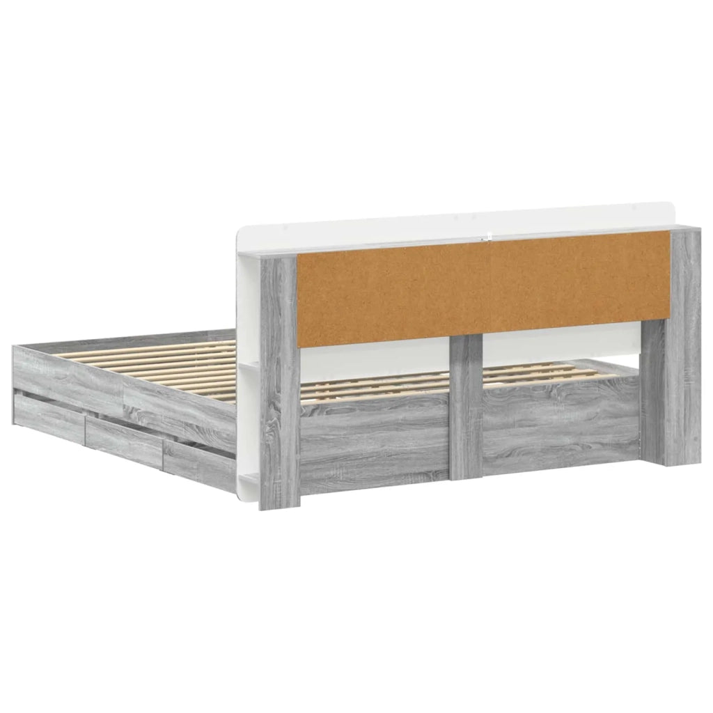 Struttura del letto con stoccaggio e testata Sonoma grigio 3434072