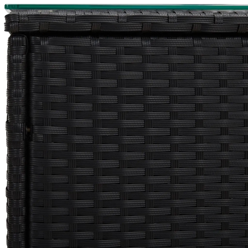 Tavolino Nero 40x37x40,5 cm Polyrattan e Vetro Temperato 319388