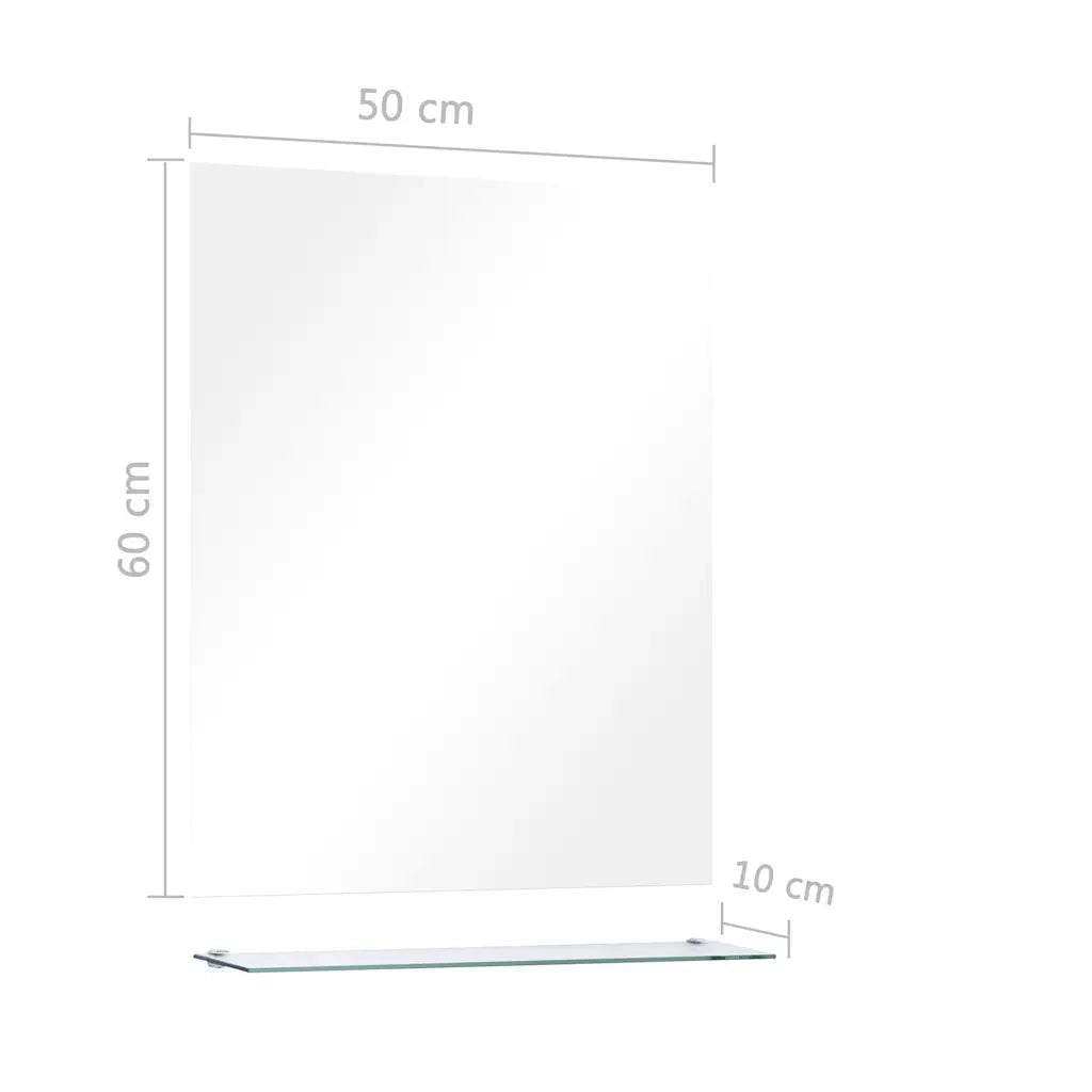 Specchio da Parete | Specchio decorativo con Mensola 50x60 cm in Vetro Temperato