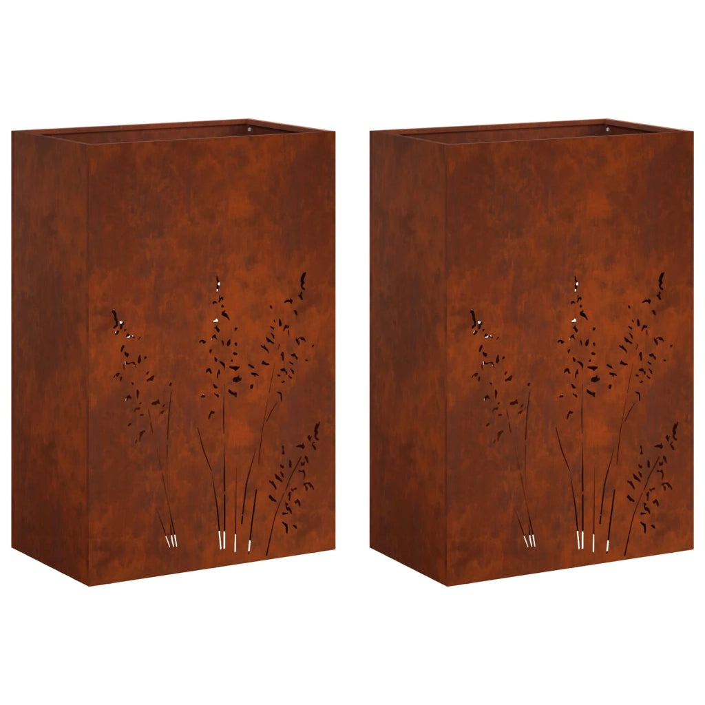 Vaso da giardino 2 pz Ruggine 50 x 30 x 75 cm Acciaio Corten 8005791
