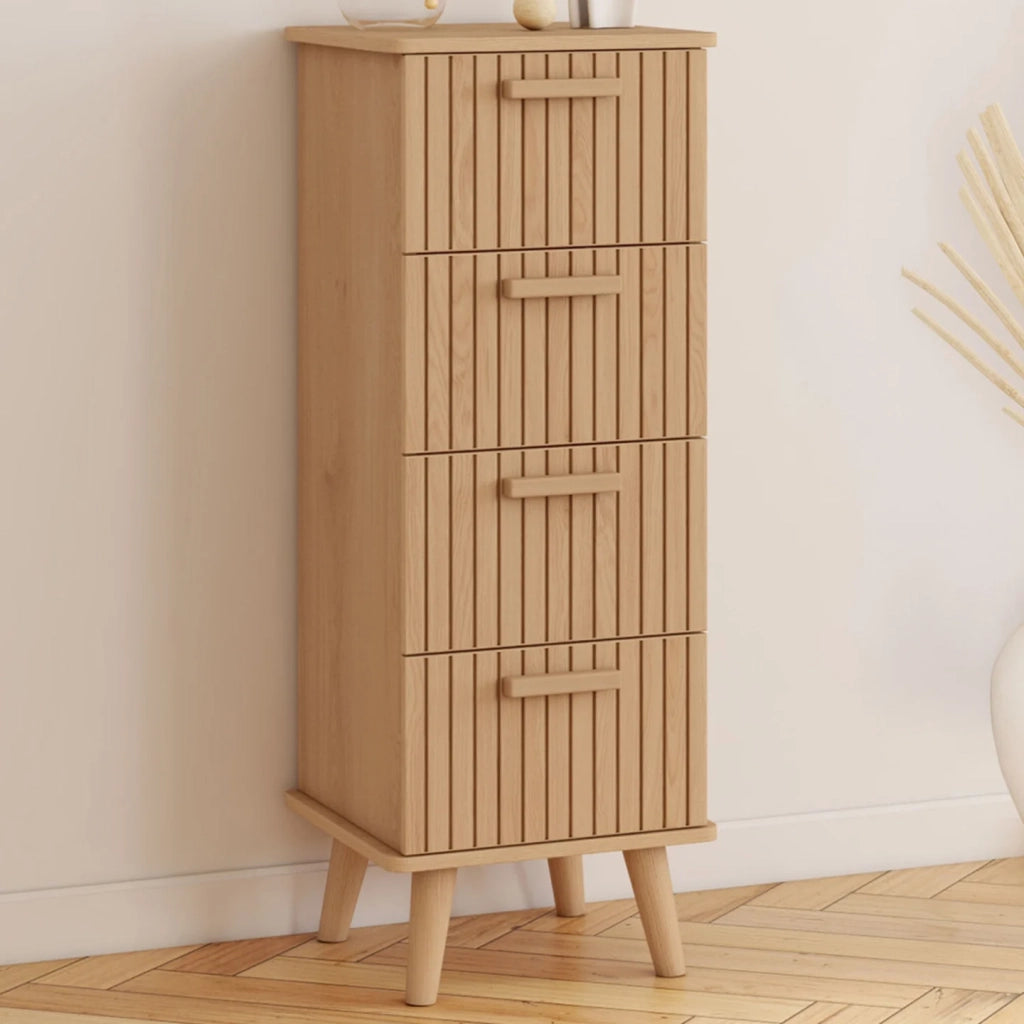 IDMarket - JULIETTE mobile a 4 cassetti, 30 cm, armadio a doghe color rovere con doghe in legno