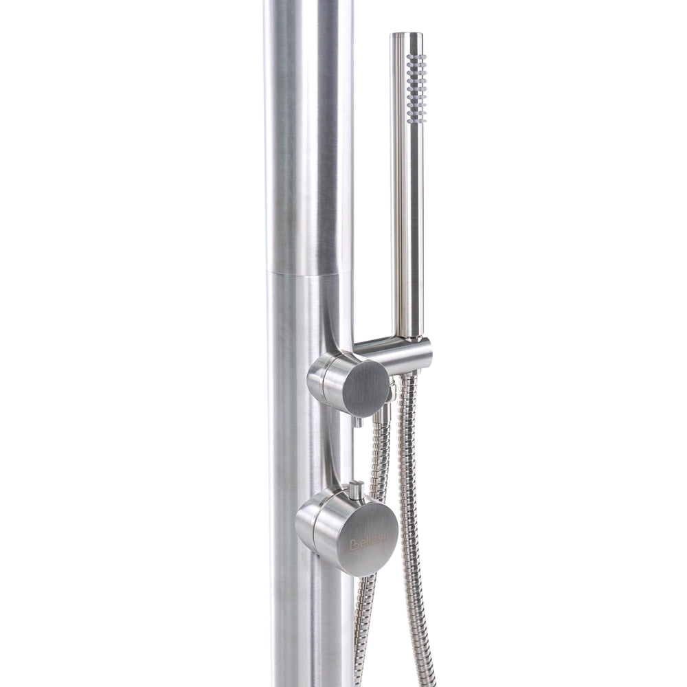 Set Doccia Miscelatore da Giardino per Esterni in Acciaio Inox Color Argento con Funzione Pioggia Moderno