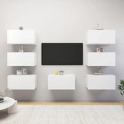 Mobili Porta TV 7 pz-Credenza per TV Bianchi 30,5x30x60 cm in Legno Multistrato