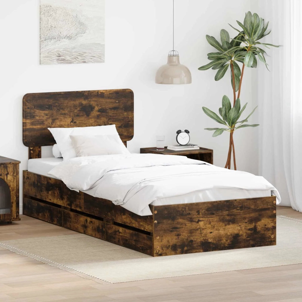 Struttura del letto con cassetto Quercia Affumicata 90 x 190 cm