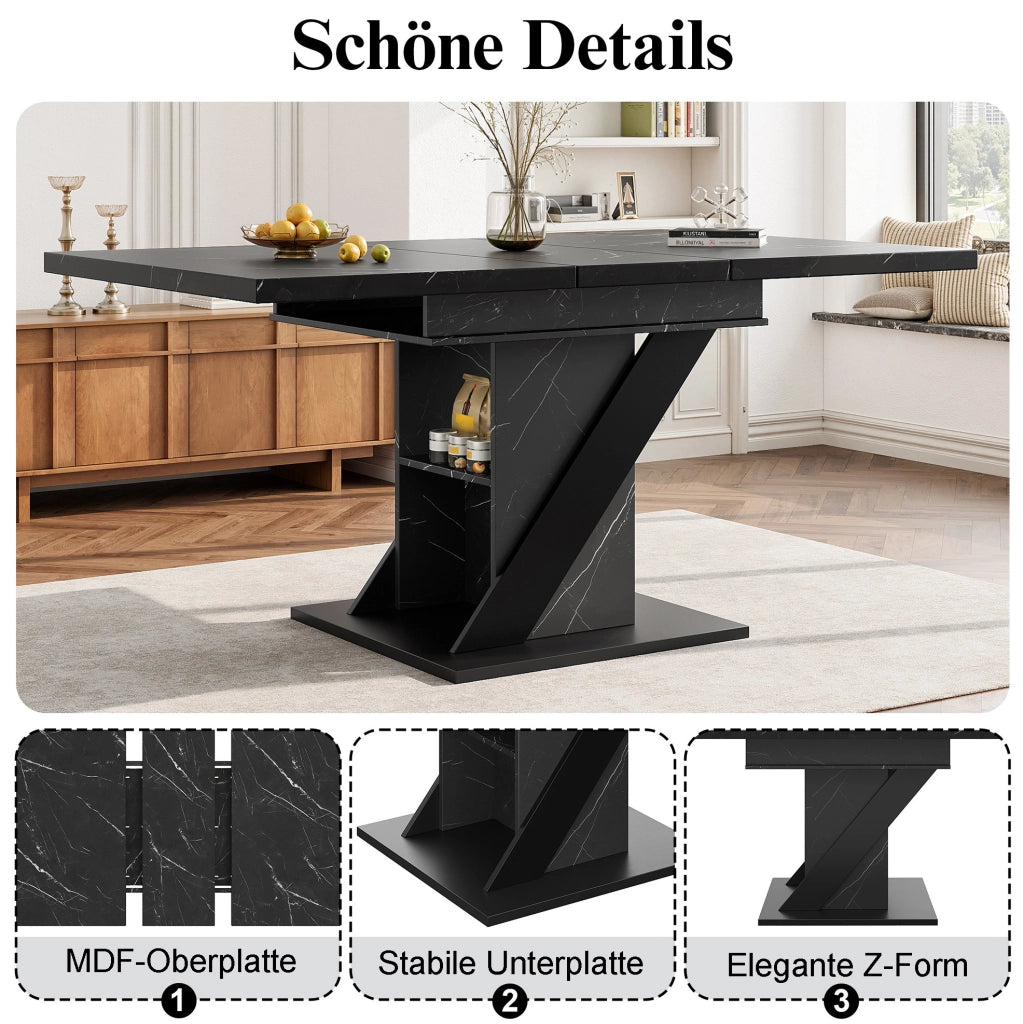 Tavolo da pranzo allungabile 110-140x80x75 cm in MDF nero