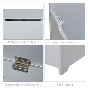 Cassapanca Baule Portagiochi 60x40x48 cm in MDF Grigio