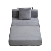 Divano letto pieghevole a pavimento - con schienale e braccioli - in corduroy grigio