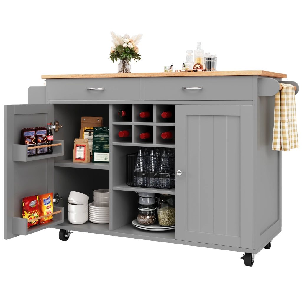 CARRELLO DA CUCINA 102x45x92 cm Grigio in MDF e metallo con ruote