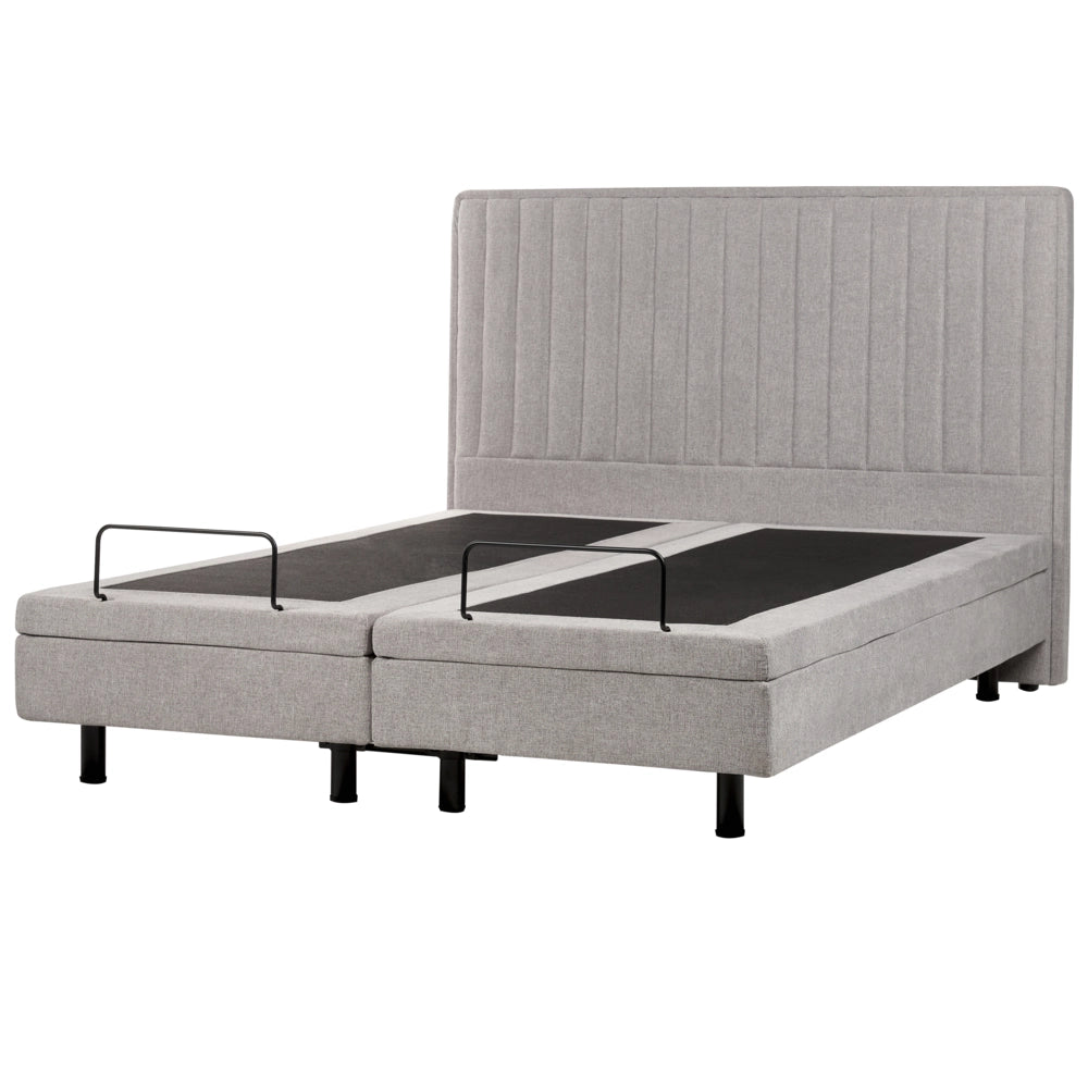 Letto Tessuto Grigio Chiaro Elettrico Regolabile con Telecomando 160 x 200 cm