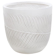 Vaso per piante da esterno in fibra di argilla bianca 42 x 42 x 40 cm Vaso rotondo resistente alle UC Motivo a foglie tradizionale