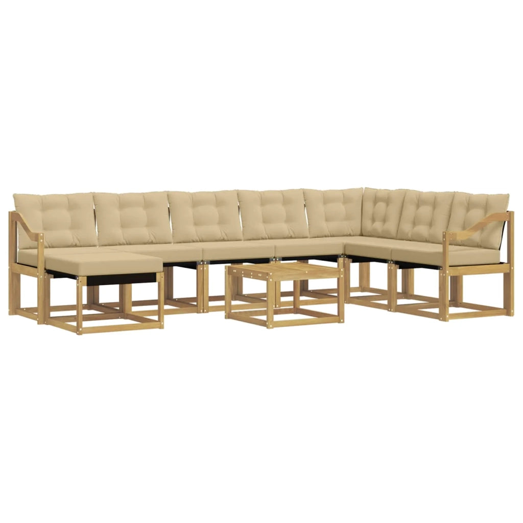 Set di divani da esterno con cuscino 9 pcs Bianco e Beige