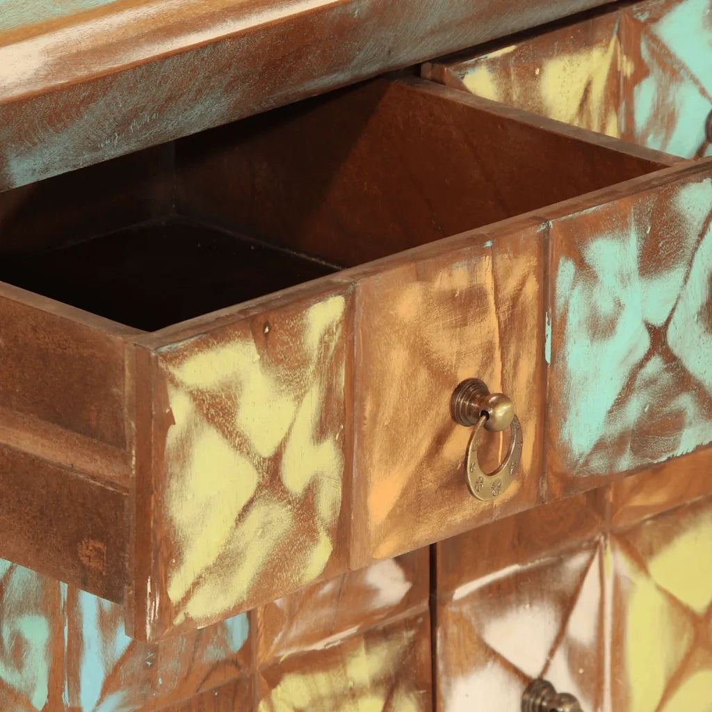 Cassettiera Multicolore 70x35x70 cm Legno Massello di Recupero 358186