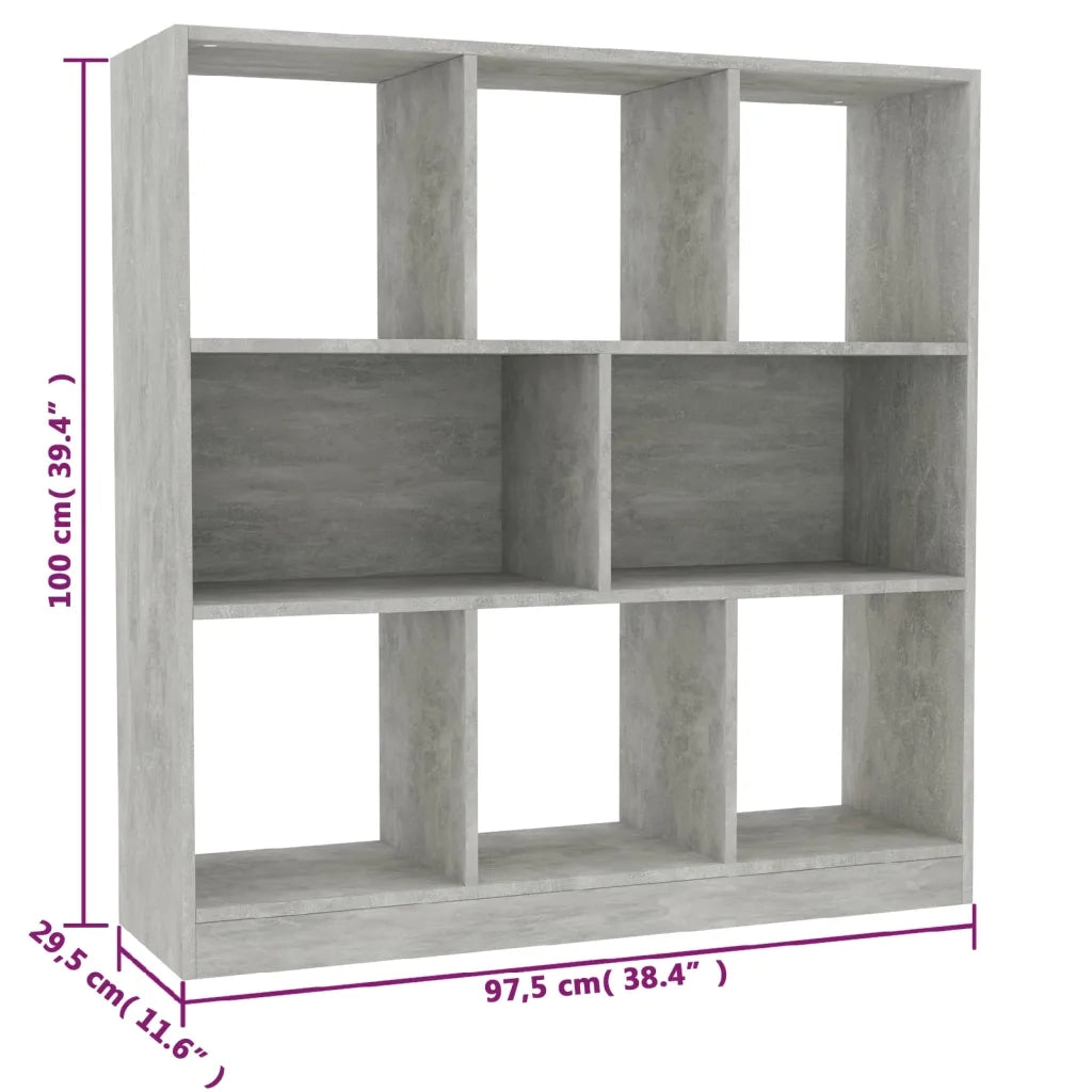 Libreria-Scaffale per Libri-Mobile di Stoccaggio Grigio Cemento 97,5x29,5x100 cm in Legno Multistrato