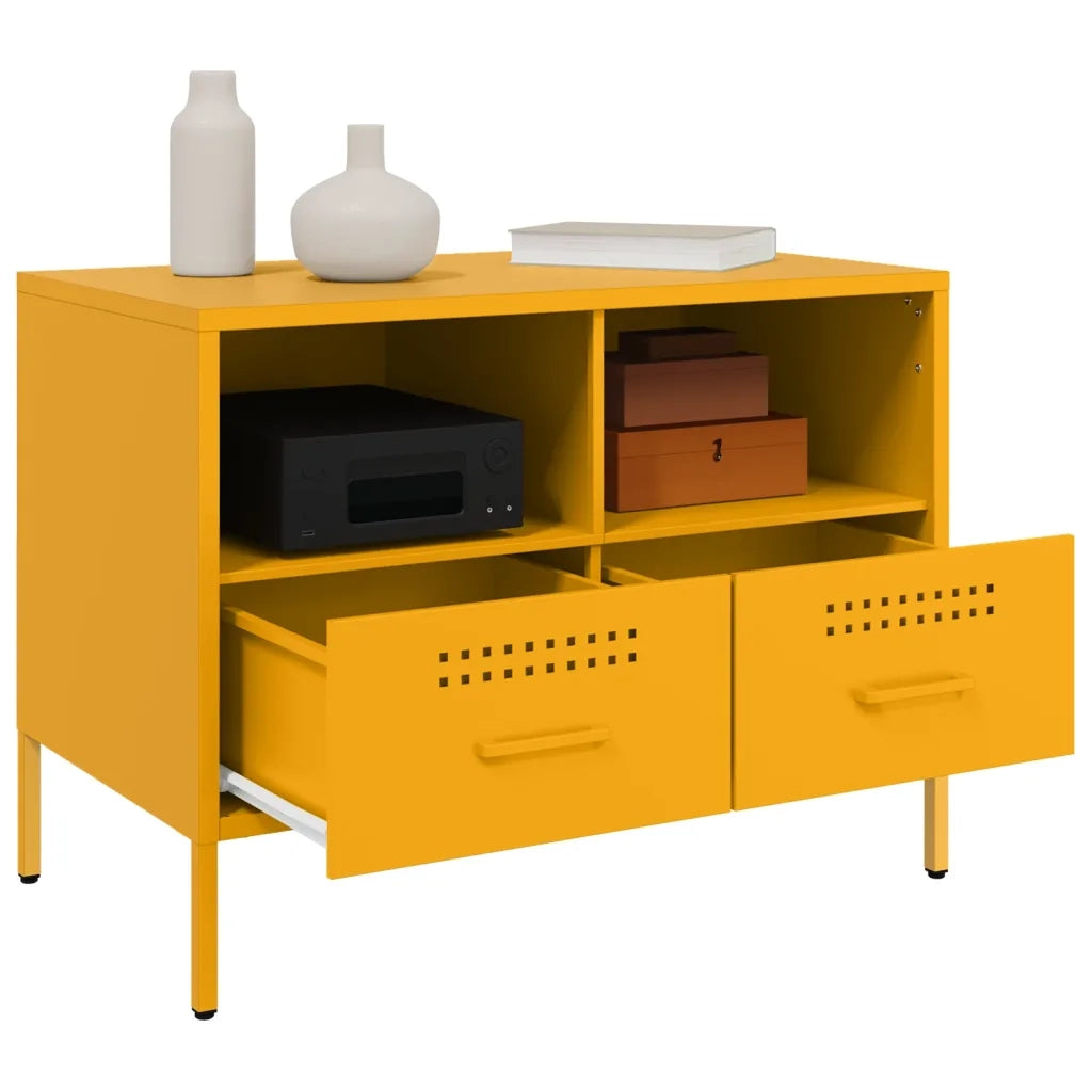 Mobili TV 2 pz Giallo Senape 68x39x50,5 cm in Acciaio