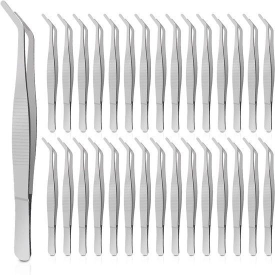Pincette 6,2 pollici per hobby, 30 pezzi in acciaio inossidabile, design inclinato per lavori precisi e cuciture