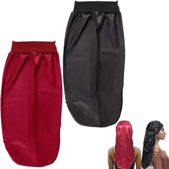 Cappello Satinato a Due Pezzi zig2 con Copertura Extra Grande e Bordo Satinato - Ideale per Capelli Ricci Lunghi e Cura dei Capelli Salutari - Modello Allettato Plus