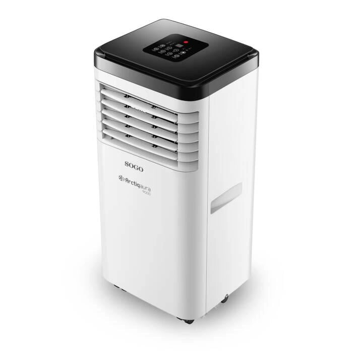 Condizionatore portatile 9000 BTU, 970W, display LED touch, funzione deumidificatore, 3 velocità, timer 24h - SOGO