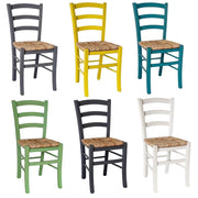 Set di 6 sedie Venezia in legno verde, nero, grigio, bianco, giallo, turchese