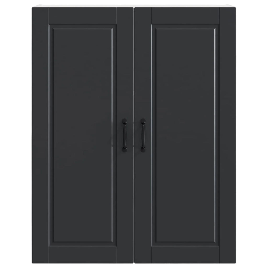 Mobile da cucina moderno nero a parete 80 x 31 x 100 cm con pratico vano contenitore stile elegante in legno composito nero 02_0054486